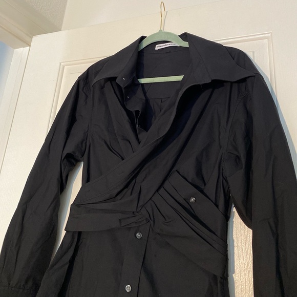 EUC ALEXANDER WANG Women's Cross-Front Shirt Dress $395 4 - Picture 4 of 11